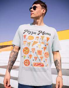 Зеленая футболка унисекс с гидом по меню пиццы Batch1