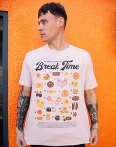 Футболка унисекс персикового цвета с надписью Break Time Biscuit Guide Batch1