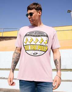 Розовая футболка унисекс в ретро-стиле с графическим рисунком Ripe Records Batch1