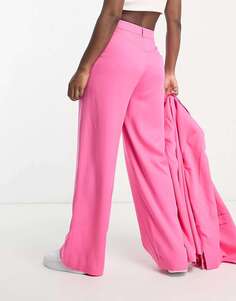 Ярко-розовые однотонные брюки прямого кроя Monki
