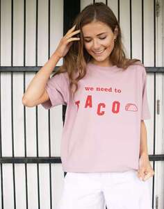 Фиолетовая футболка унисекс с надписью «We Need to Taco» Batch1