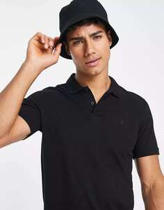 Черная рубашка-поло узкого кроя из пике с логотипом Jack &amp; Jones Essentials