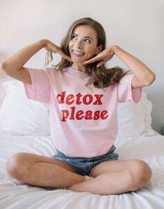 Розовая футболка унисекс с надписью «Detox please» Batch1