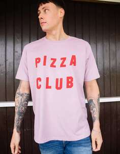 Фиолетовая футболка унисекс с надписью Pizza Club Batch1