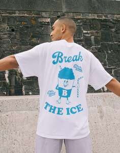 Белая футболка унисекс в ретро-стиле Break the Ice с изображением слякотного напитка Batch1