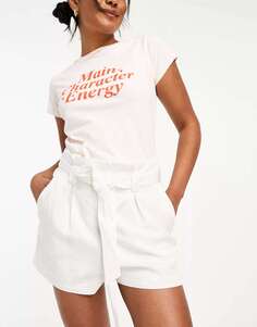 Блестящие белые шорты Superdry Vintage из бумажного пакета