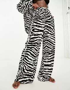 Длинные пляжные брюки IIsla &amp; Bird с черно-белым зебровым принтом