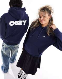 Темно-синяя толстовка унисекс с ярким логотипом Obey