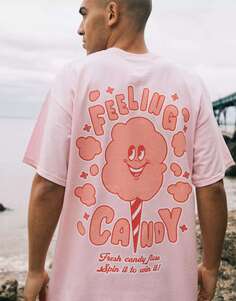 Розовая футболка унисекс с рисунком Candy Staycation Batch1
