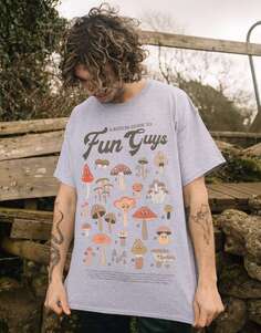 Серая футболка унисекс с рисунком Fun Guys Mushroom Guide Batch1