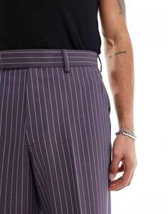 Широкие костюмные брюки в фиолетовую полоску ASOS