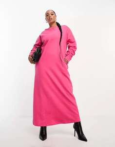 Розовое спортивное платье миди с карманами ASOS DESIGN Curve