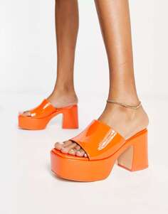 Эксклюзивные туфли-мали на платформе Public Desire Ariel матового оранжевого цвета