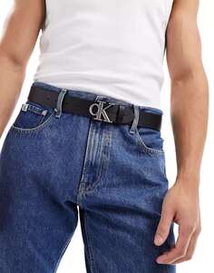 Круглый кожаный ремень Calvin Klein Jeans шириной 35 мм черного цвета