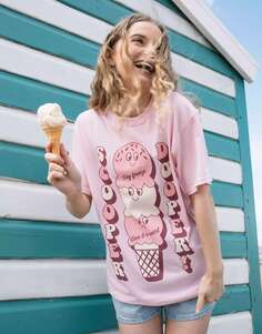 Розовая футболка унисекс с рисунком мороженого Batch1 Scooper Dooper