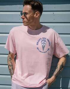 Розовая футболка унисекс с рисунком мороженого Batch1