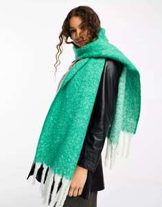 Большой мягкий зеленый шарф с кисточками French Connection