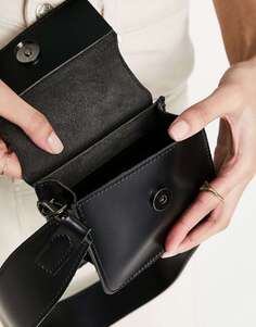 Черная мини-сумка на плечо с клапаном и контрастной окантовкой Claudia Canova