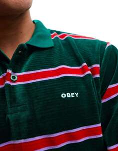 Зеленая велюровая рубашка-поло Obey holstein