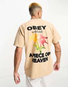 Бежевая футболка Obey a Piece of Heaven