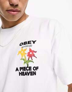 Белая футболка Obey a Piece of Heaven