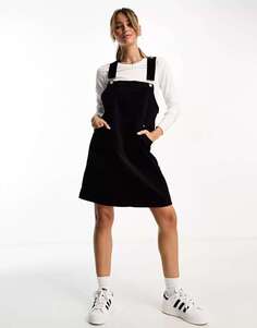 Черное вельветовое платье мини-комбинезон Monki