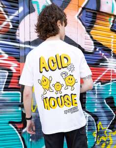Белая футболка унисекс с графическим фестивалем Acid House Batch1