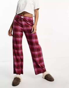 Хлопок:Фланелевые пижамные брюки бойфренда в розовую клетку Cotton:On