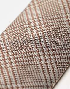 Узкий галстук в коричневую клетку ASOS