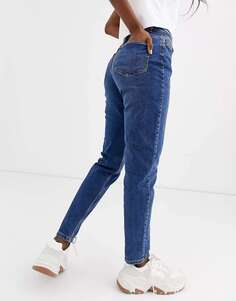 Синие джинсы с завышенной талией Pieces Kesia