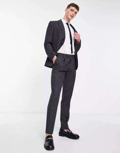 Узкие костюмные брюки Noak из фактурной шерсти серого цвета