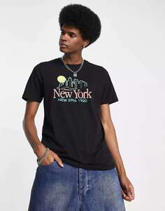 Черная футболка с принтом New Era New York