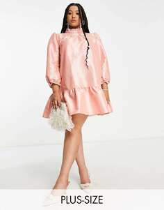 Эксклюзивное мини-платье в стиле бэби-долл из розового золота с рукавами-фонариками Collective the Label