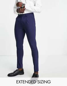 Суперузкие брюки Noak &apos;Tower Hill&apos; из камвольной смеси эластичной шерсти темно-синего цвета