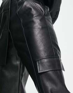 4th &amp; Reckless брюки карго из искусственной кожи с карманами черного цвета