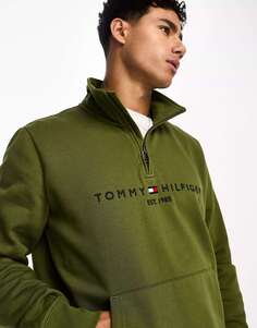 Tommy Hilfiger Зеленый свитшот с воротником-стойкой и логотипом Tommy