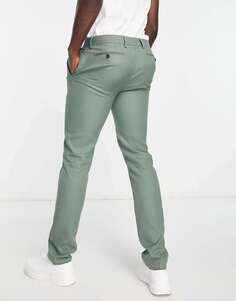 Зеленые фактурные брюки-скинни Topman