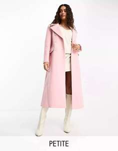 Пудро-розовое объемное открытое пальто макси Forever New Petite