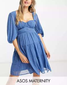 Синее мини-платье с поясом и поясом ASOS DESIGN Maternity