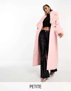 Макси-пальто из искусственного меха Forever New Petite нежно-розового цвета