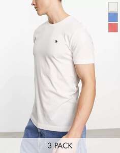 Красная/белая/синяя футболка с логотипом Abercrombie &amp; Fitch 3 Pack