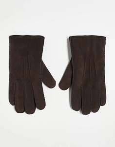 Коричневые кожаные перчатки Bolongaro Trevor