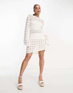 Белое мини-платье крючком с завязкой на спине Style Cheat