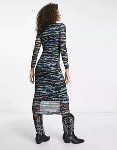 Разноцветное абстрактное платье миди Object