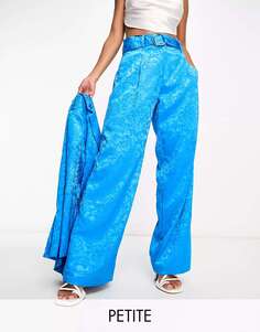 Синие брюки из атласа деворе на заказ Y.A.S Petite