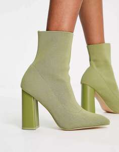 Зеленые трикотажные ботинки-носки на каблуке Public Desire Exclusive Loyal