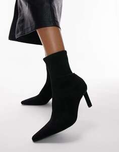 Черные ботинки-носки на остром каблуке Topshop Olive