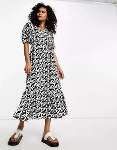 Свободное платье средней длины с абстрактным принтом Urban Threads