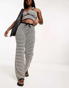 Комбинированные пляжные брюки в полоску 4th &amp; Reckless цвета экрю и черного цвета