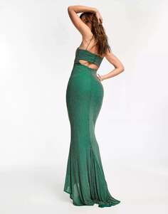 Зеленое платье макси на бретелях со шлейфом «рыбий хвост» ASOS hotfix